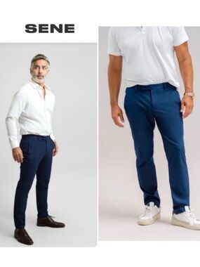 NEW Sene Dress Pants Sz 46x36 Stretch Travel Comfort Golf Work Smart Casual Blue